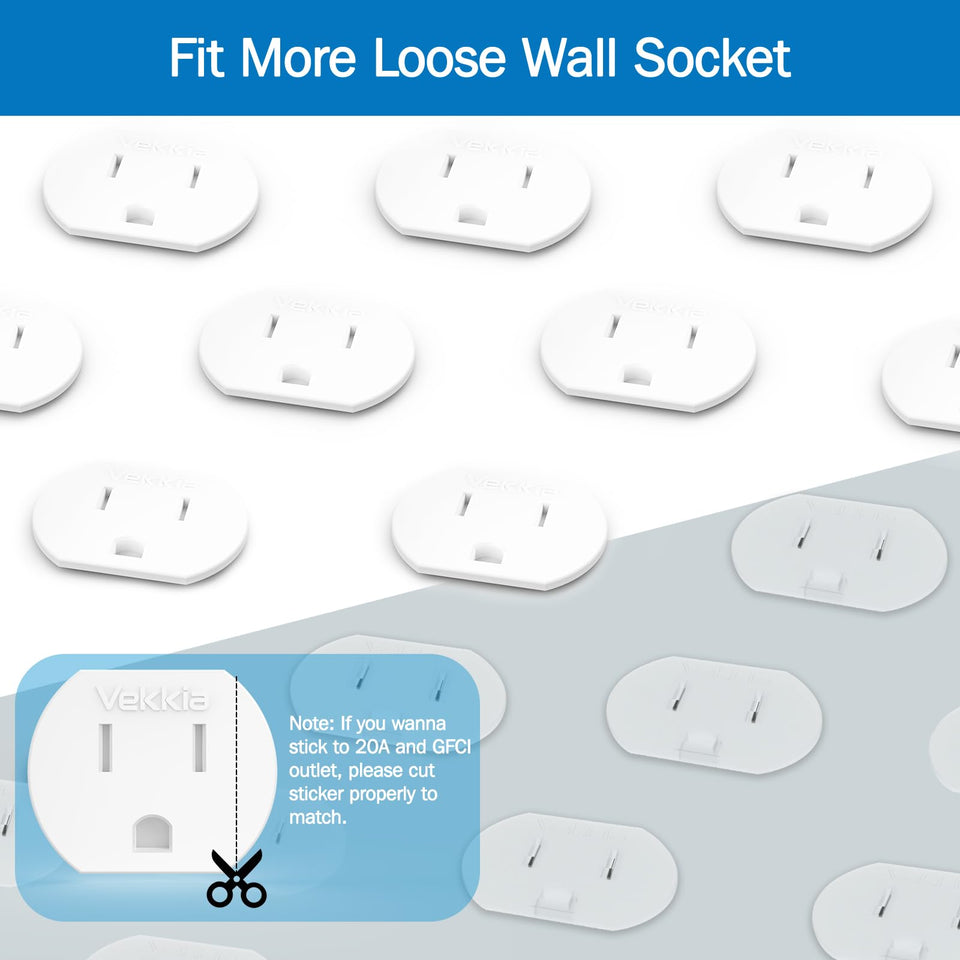Vekkia Loose Outlet Fix Plug Spacers, Keep Your Loose Socket Jack Snug for Power Plug,Plug Fixer Stickers Prevent Extender, Adapter from Falling Out Easily or Cutting Off Electricity