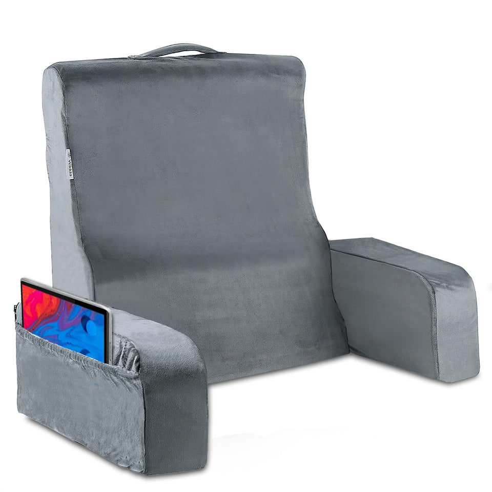 Vekkia Lightweight Bed Reading Pillow, Back Support Pillow for Sitting up in Bed, New Rest Chair Pillow for Relaxing, Reading, or Watching TV - College Dorm Room Essentials