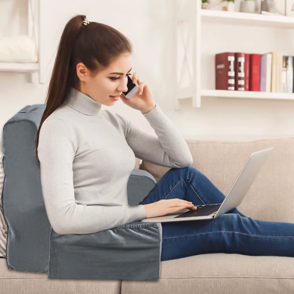 Vekkia Lightweight Bed Reading Pillow, Back Support Pillow for Sitting up in Bed, New Rest Chair Pillow for Relaxing, Reading, or Watching TV - College Dorm Room Essentials