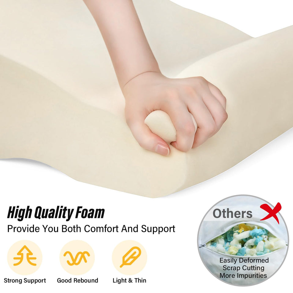 Vekkia Lightweight Bed Reading Pillow, Back Support Pillow for Sitting up in Bed, New Rest Chair Pillow for Relaxing, Reading, or Watching TV - College Dorm Room Essentials