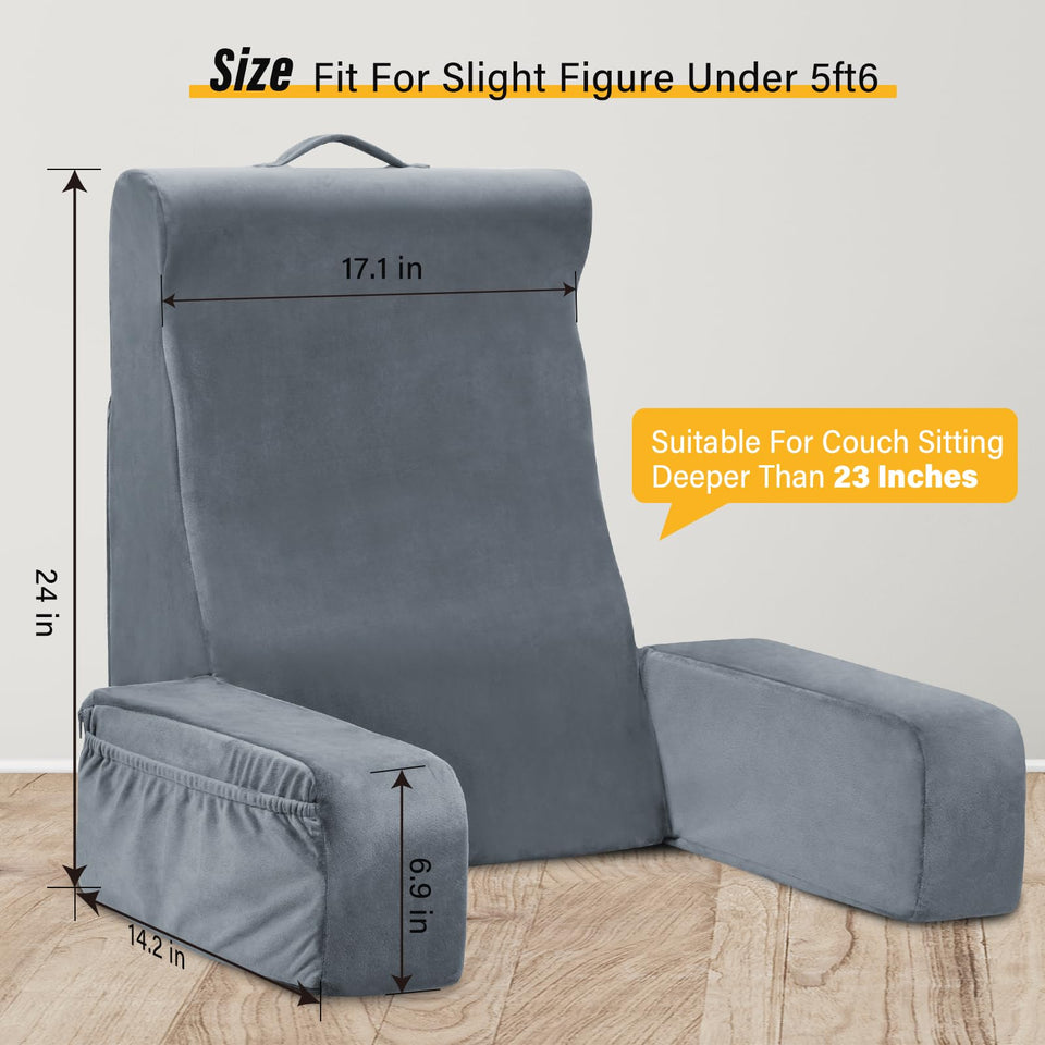 Vekkia Lightweight Bed Reading Pillow, Back Support Pillow for Sitting up in Bed, New Rest Chair Pillow for Relaxing, Reading, or Watching TV - College Dorm Room Essentials
