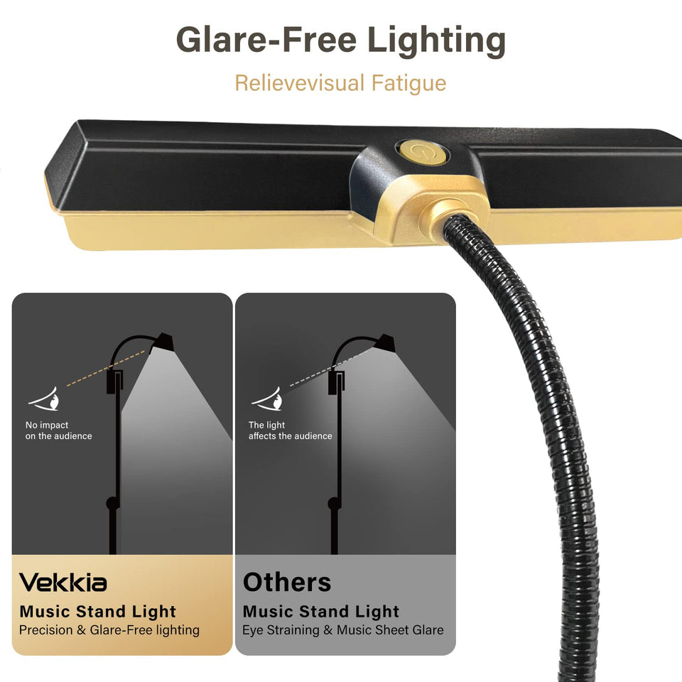 Vekkia Royal Super Bright Music Stand Light, Clip On Piano Lights, USB Rechargeable Piano Lamp, Great for Upright Piano, Voilin, Orchestra, Podium