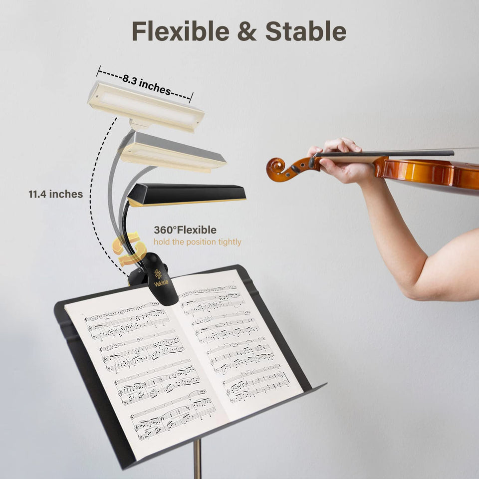 Vekkia Royal Super Bright Music Stand Light, Clip On Piano Lights, USB Rechargeable Piano Lamp, Great for Upright Piano, Voilin, Orchestra, Podium