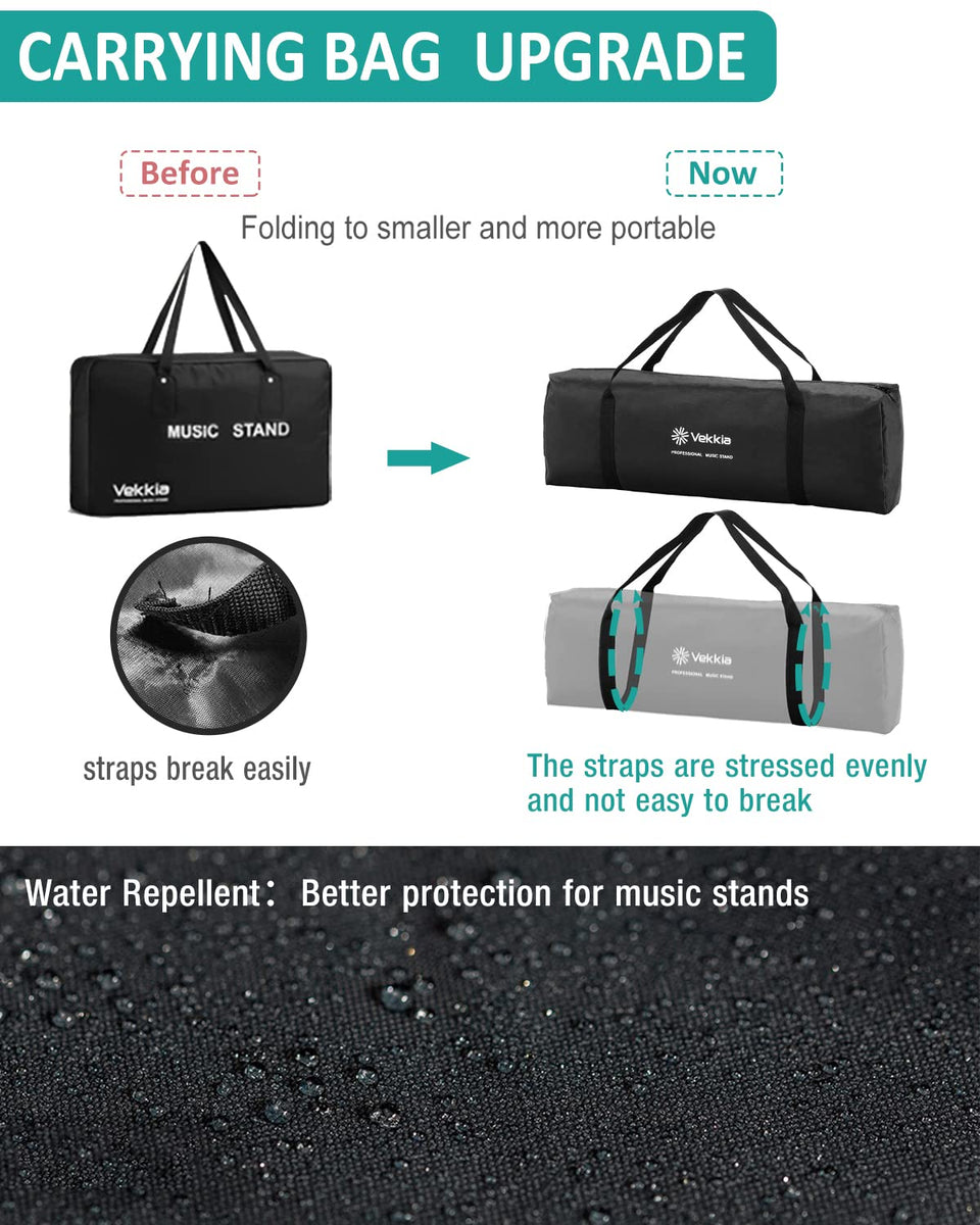 Vekkia Sheet Music Stand-Metal Professional Portable Perforated Music Stand with Carrying Bag,Folding Adjustable Music Holder,Super Sturdy suitable for Instrumental Performance & Band & Travel