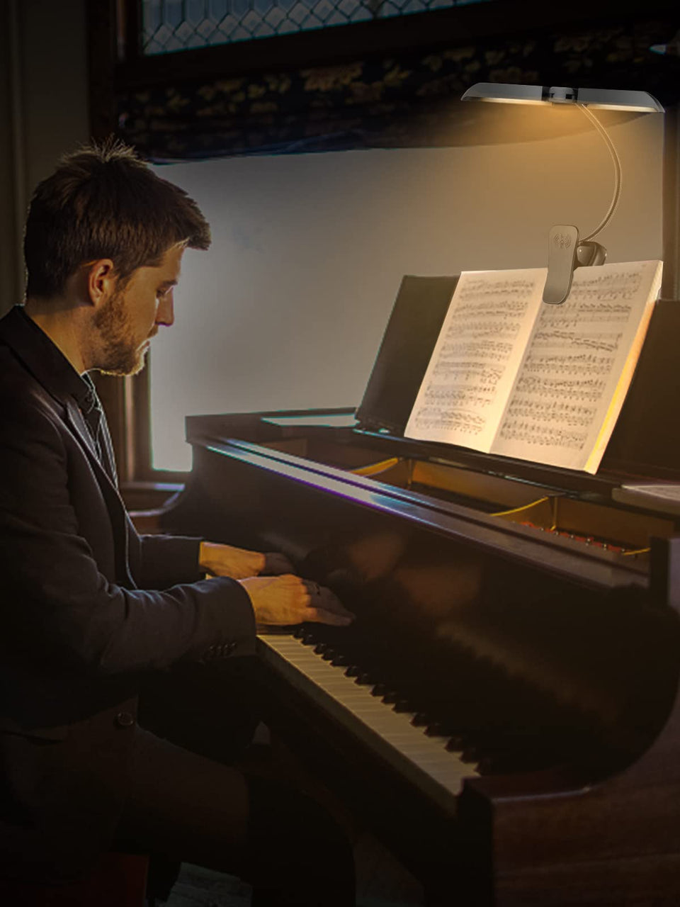 Vekkia 64 Led Rechargeable Music Stand Light, Folding Clip On Piano Lamp, Portable Professional 5 Brightness×3 Color Temperature, Perfect for Grand Piano, Book Reading