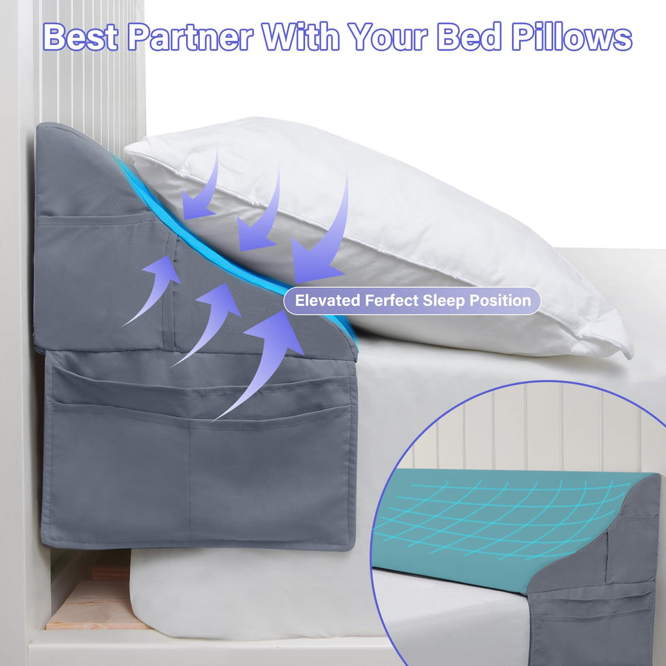 Vekkia Queen Size Bed Wedge Pillow for Headboard, Mattress Gap Filler, Bed Gap Filler,Triangle Bloster Pillow to Close The Gap (0-5.5") Between Your Headboard and Mattress