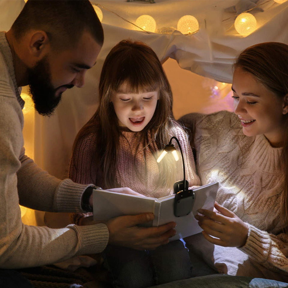 Vekkia 14 LED Book Light with Charger & Travel Case, Cover Both Page, Warm/White Reading Light with Clamp, Lightweight Eye Care Book Light, Perfect for Book Lovers