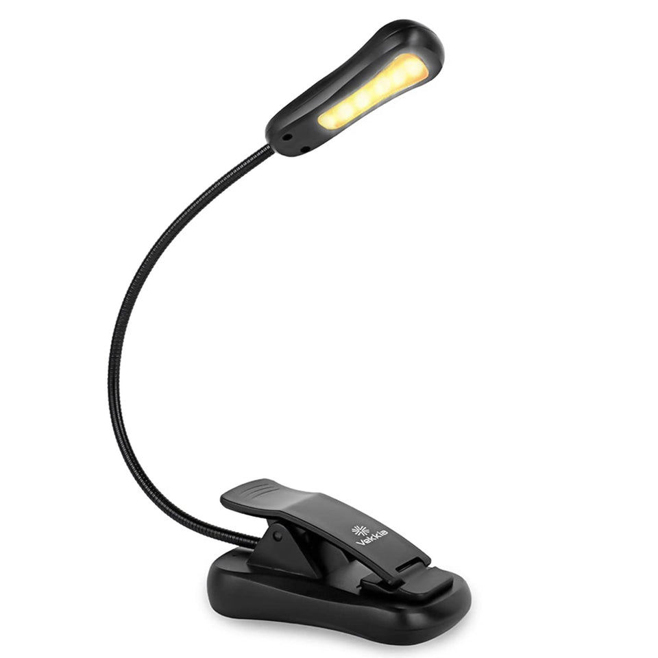 Vekkia 3000K Warm LED Rechargeable Book Light, Book Lights for Reading at Night, 3 Brightness, Up to 80 Hours, Lightweight, Perfect for Readers