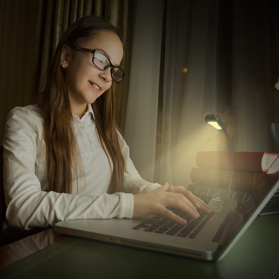 Vekkia 3000K Warm LED Rechargeable Book Light, Book Lights for Reading at Night, 3 Brightness, Up to 80 Hours, Lightweight, Perfect for Readers