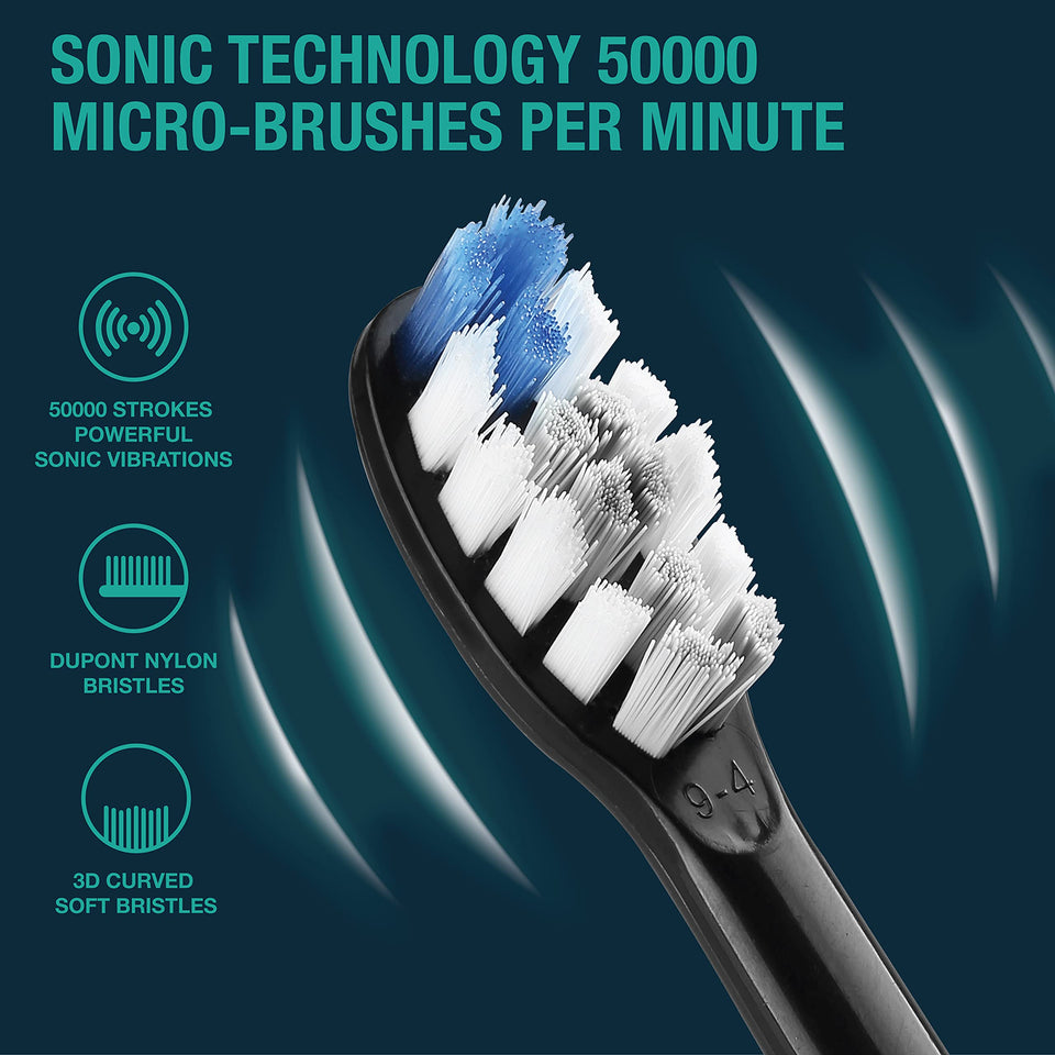 Vekkia Electric Toothbrush, Sonic Cleaning Rechargeable Toothbrush with Timer, Pressure Sensor, 4 Modes, 4 Brush Heads, Charge Lasts for 180 Days, Best Toothbrush for Adults