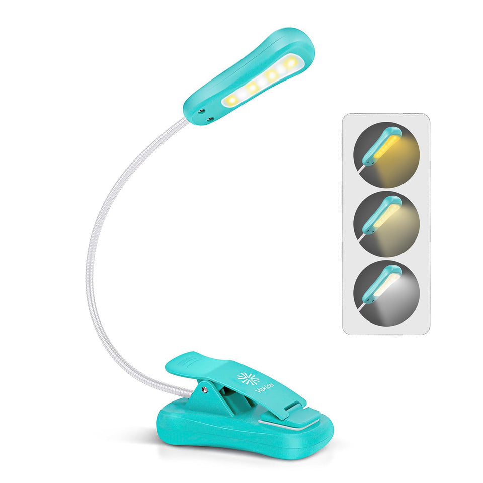 Vekkia Rechargeable Book Light for Reading in Bed, 3 Color x 3 Brightness, Lightweight Reading Light, Up to 70 Hours Lighting, Perfect for Readers, Travel
