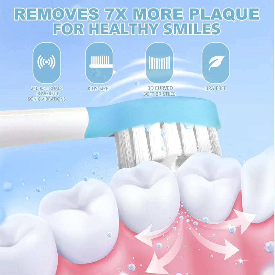 Vekkia Toddler Electric Toothbrush for Age 3+, 3 Memory Modes with LED Light, Toddler Toothbrush with Deer Shape and 2-Min Brushing Timer, 4 Soft Bristles