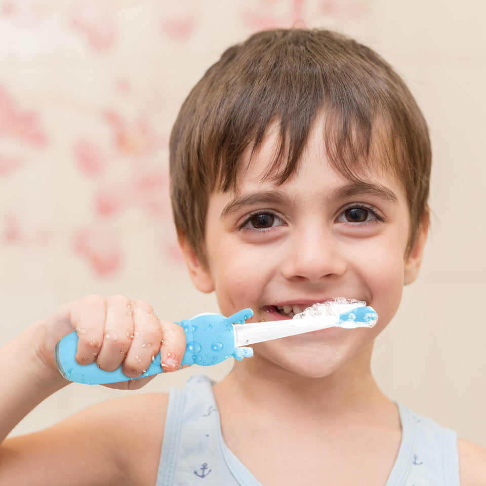 Vekkia Toddler Electric Toothbrush for Age 3+, 3 Memory Modes with LED Light, Toddler Toothbrush with Deer Shape and 2-Min Brushing Timer, 4 Soft Bristles