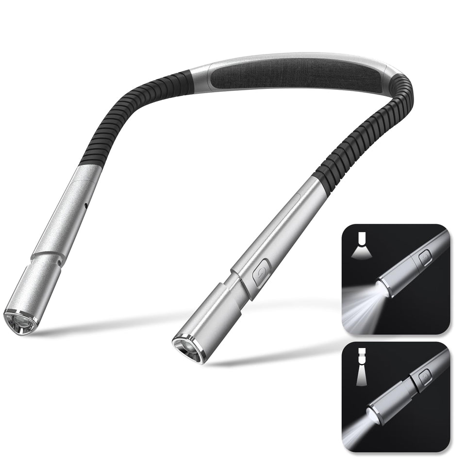 Vekkia Reading Light, Retractable Neck Light, Reading Lights for Books in Bed, 2 Color&5 Brightness, Rechargeable, Long Lasting, Perfect Book Lights for Reading at Night, Knitting,Crafting,Repairing