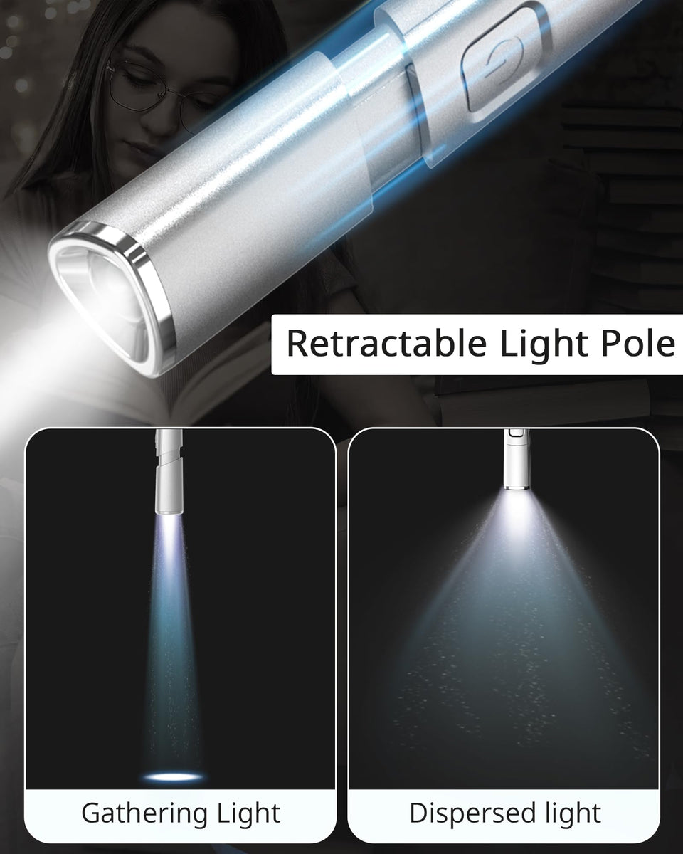Vekkia Reading Light, Retractable Neck Light, Reading Lights for Books in Bed, 2 Color&5 Brightness, Rechargeable, Long Lasting, Perfect Book Lights for Reading at Night, Knitting,Crafting,Repairing
