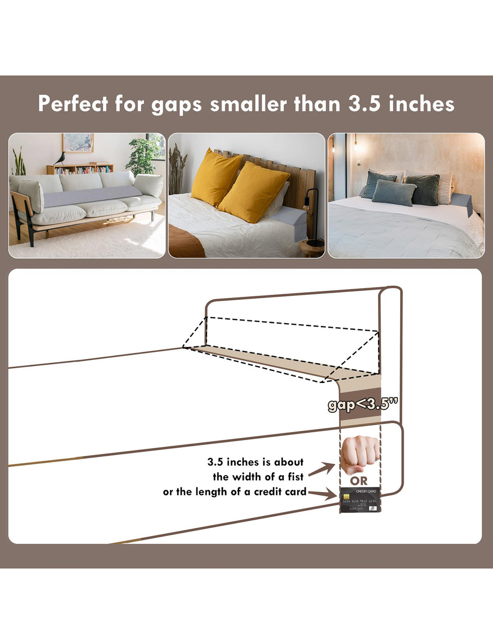 Vekkia Bed Wedge Pillow for Headboard/Headboard Pillow/Bed Gap Filler/Pillow Wedge for Headboard Gap,Close Gaps Between Mattress and Headboard