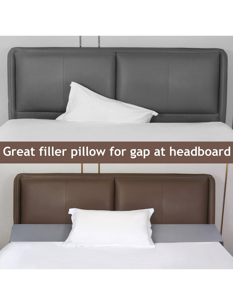 Vekkia Bed Wedge Pillow for Headboard/Headboard Pillow/Bed Gap Filler/Pillow Wedge for Headboard Gap,Close Gaps Between Mattress and Headboard