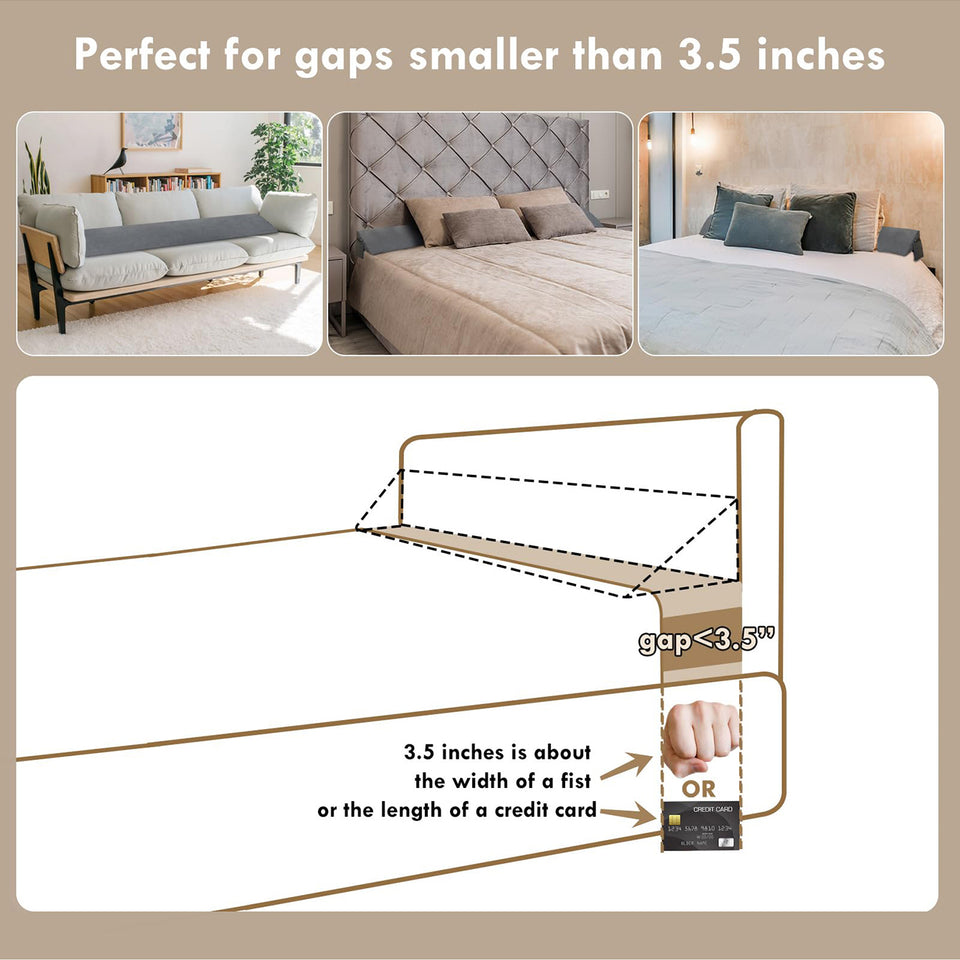 Vekkia Bed Wedge Pillow/Headboard Pillow/Pillow Wedge for Headboard Gap/Bed Gap Filler,Close Gap (0-3.5") Between Your Mattress and Headboard,Bed Without Headboard