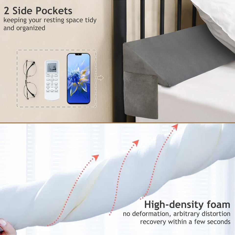 Vekkia Bed Wedge Pillow/Headboard Pillow/Pillow Wedge for Headboard Gap/Bed Gap Filler,Close Gap (0-3.5") Between Your Mattress and Headboard,Bed Without Headboard