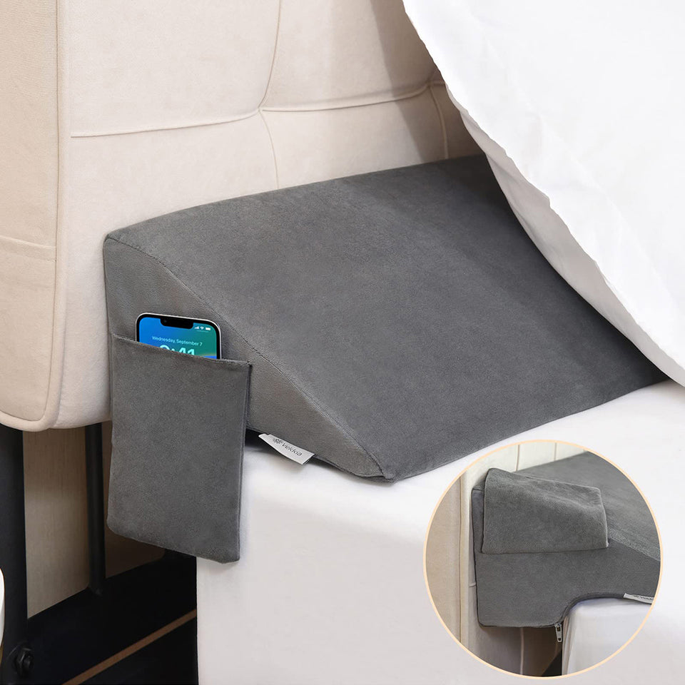 Vekkia New Bed Wedge Pillow for Headboard Gap/Headboard Pillow/Mattress Gap Filler/Bed Gap Filler,Close Gap (0-5") Between Mattress and Headboard,Bed without Headboard,Stop Losing Pillows