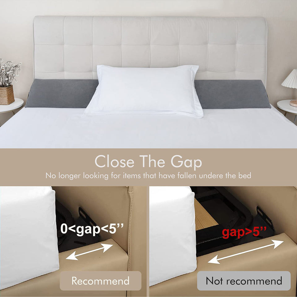 Vekkia New Bed Wedge Pillow for Headboard Gap/Headboard Pillow/Mattress Gap Filler/Bed Gap Filler,Close Gap (0-5") Between Mattress and Headboard,Bed without Headboard,Stop Losing Pillows