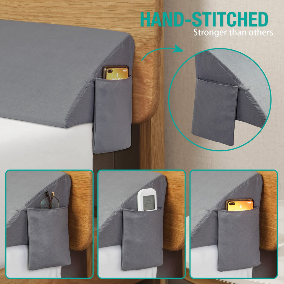Vekkia Wedge Pillow Headboard/Bed Wedge Pillow for Headboard/Bed Gap Filler/Headboard Pillow,Pillow Wedge for Headboard Gap(0-6"),Stop Loosing Your Pillows,Phone