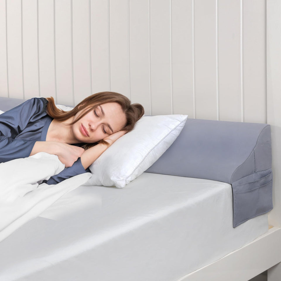 Vekkia King Size Bed Wedge Pillow for Headboard Gap, Mattress Gap Filler W/Big Pockets, Triangle Bloster Pillow, Bed Gap Filler to Close The Gap (0-6") Between Your Headboard and Mattress