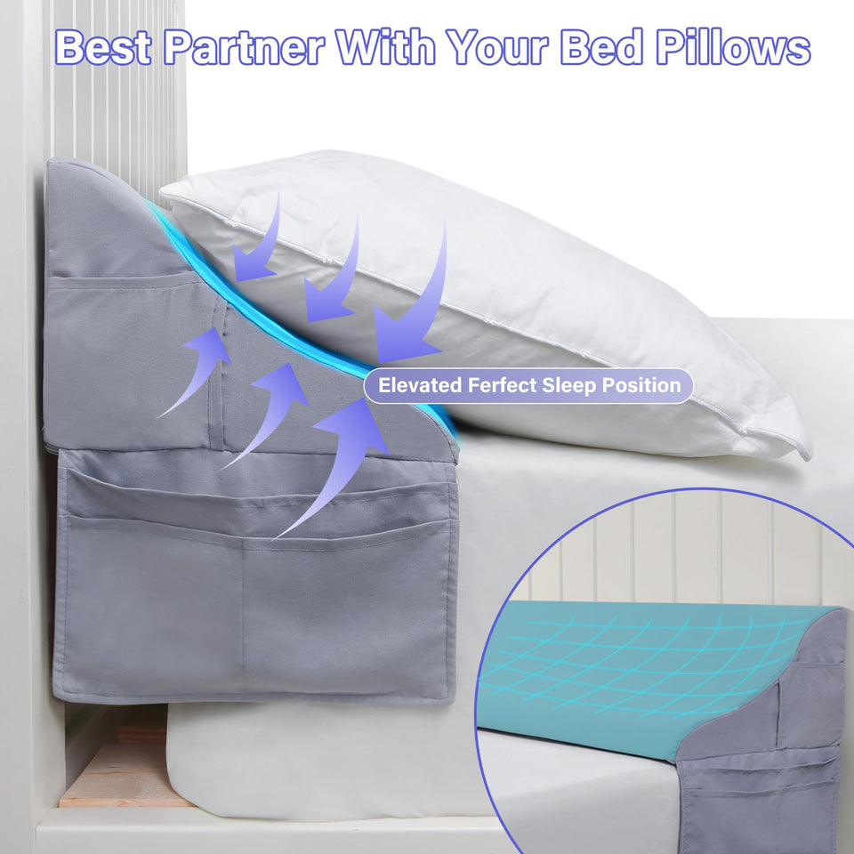 Vekkia King Size Bed Wedge Pillow for Headboard Gap, Mattress Gap Filler W/Big Pockets, Triangle Bloster Pillow, Bed Gap Filler to Close The Gap (0-6") Between Your Headboard and Mattress