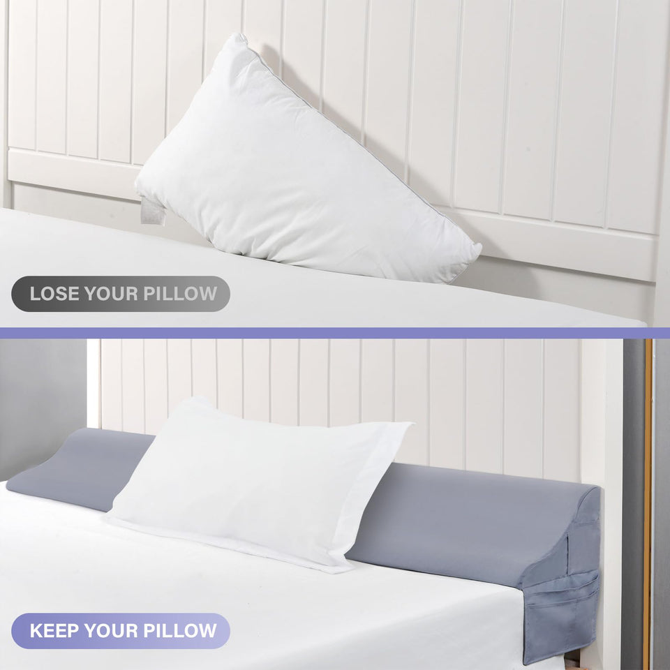 Vekkia King Size Bed Wedge Pillow for Headboard Gap, Mattress Gap Filler W/Big Pockets, Triangle Bloster Pillow, Bed Gap Filler to Close The Gap (0-6") Between Your Headboard and Mattress