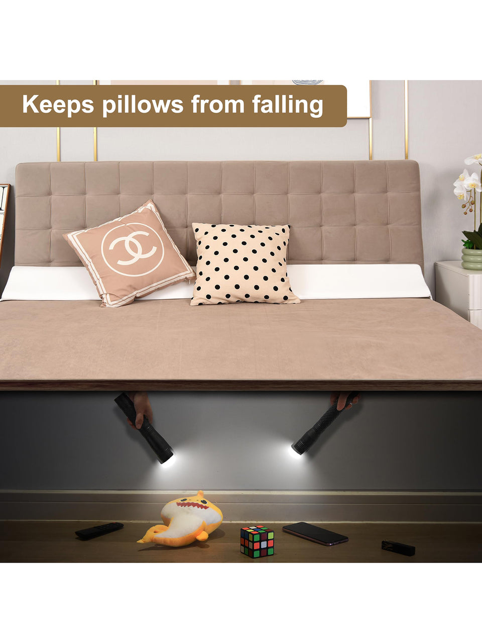 Vekkia Bed Wedge Gap Filler Pillow King/Mattress Wedge Gap Filler/Headboard Pillow/Bed Gap Filler Used for Close The Gap (0-3.5") Between Headboard and Mattress