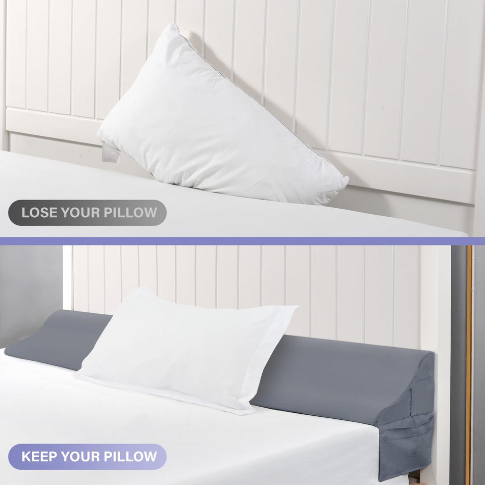 Vekkia Queen Size Bed Wedge Pillow for Headboard, Mattress Gap Filler, Bed Gap Filler,Triangle Bloster Pillow to Close The Gap (0-5.5") Between Your Headboard and Mattress