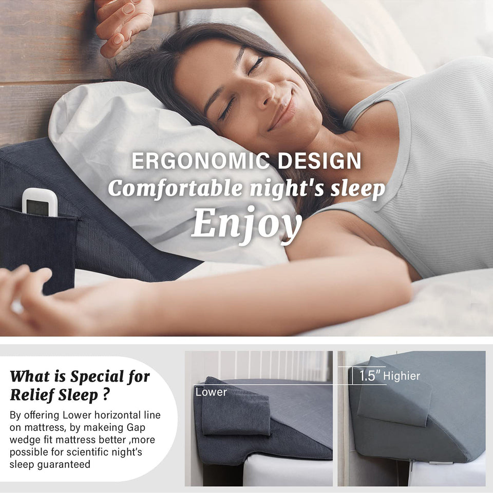 Vekkia Bed Wedge Pillow/Headboard Pillow/Mattress Gap Filler,Bed Heaboard Gap Filler to Fill Gap (0-5.5") Between headboard and Mattress for Better Sleep