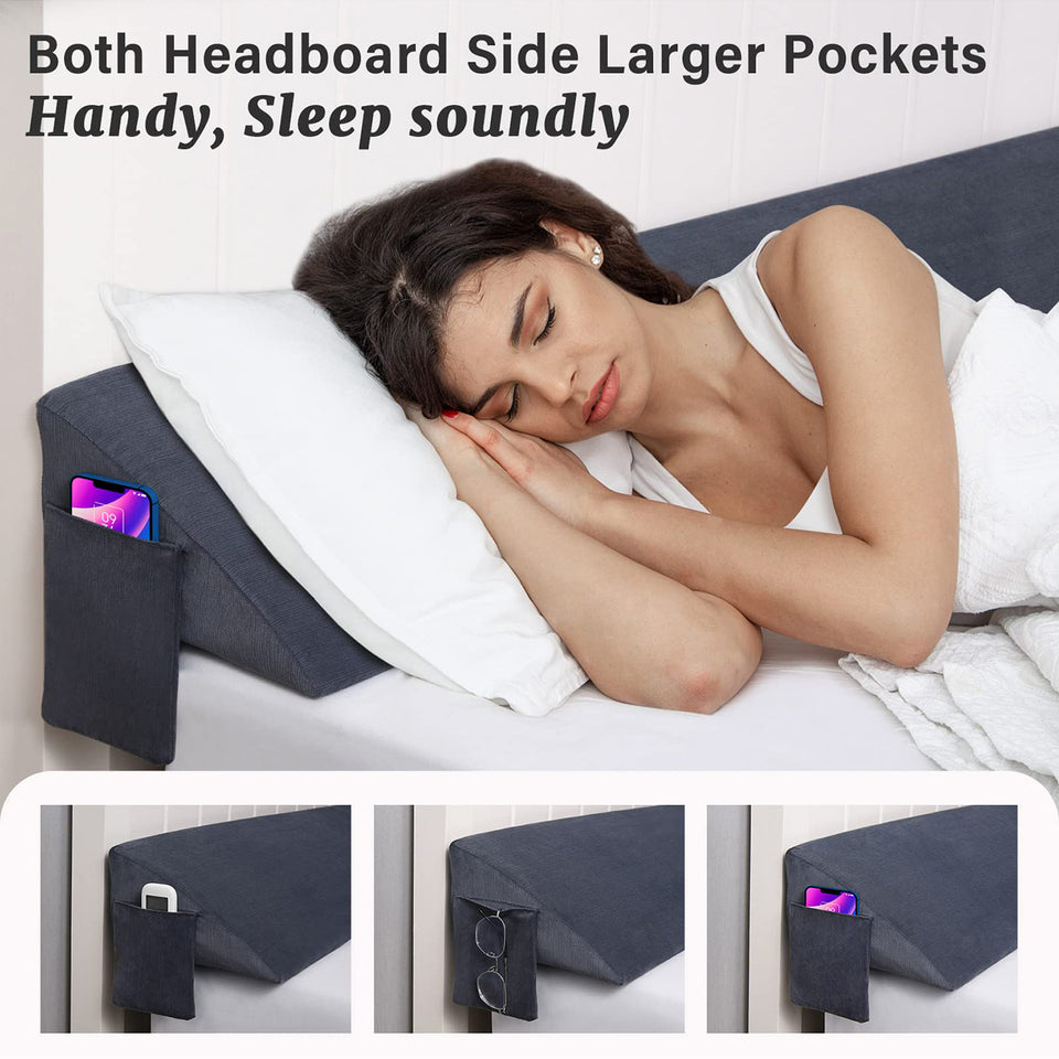 Vekkia Bed Wedge Pillow/Headboard Pillow/Mattress Gap Filler,Bed Heaboard Gap Filler to Fill Gap (0-5.5") Between headboard and Mattress for Better Sleep