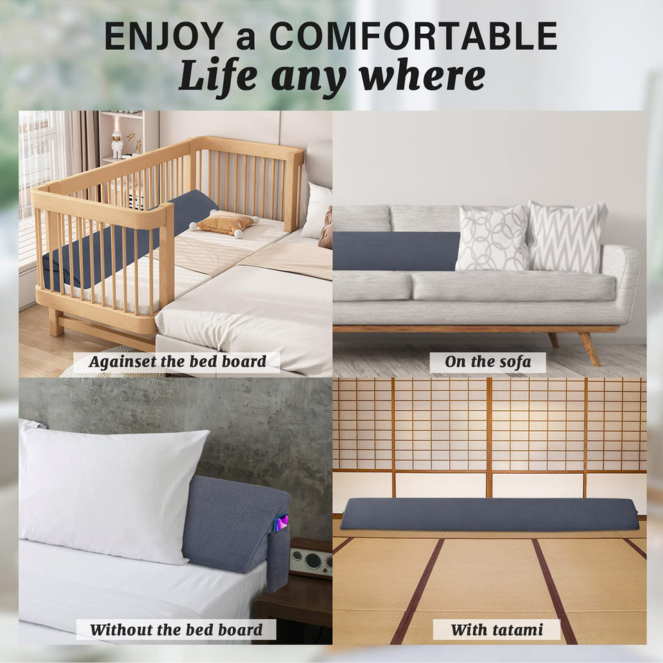 Vekkia Bed Wedge Pillow/Headboard Pillow/Mattress Gap Filler,Bed Heaboard Gap Filler to Fill Gap (0-5.5") Between headboard and Mattress for Better Sleep