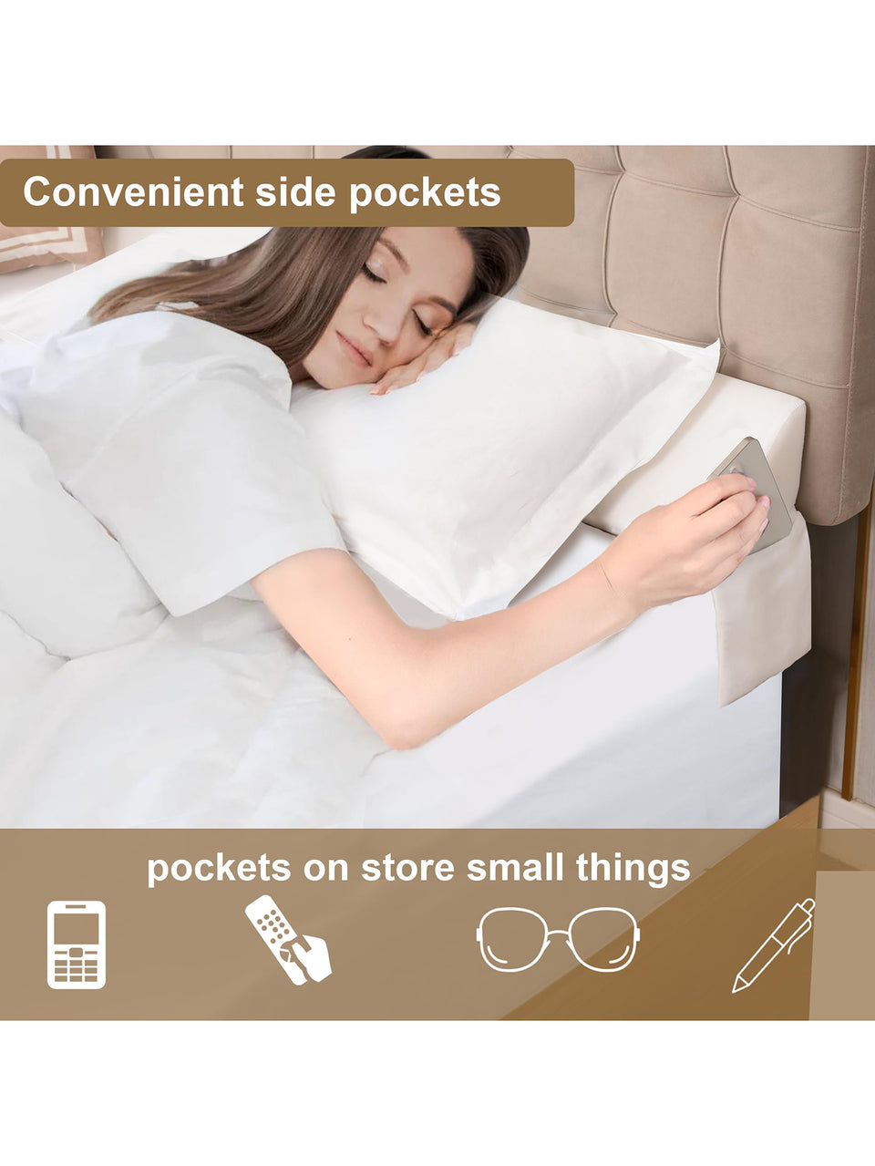 Vekkia Bed Wedge Gap Filler Pillow King/Mattress Wedge Gap Filler/Headboard Pillow/Bed Gap Filler Used for Close The Gap (0-3.5") Between Headboard and Mattress