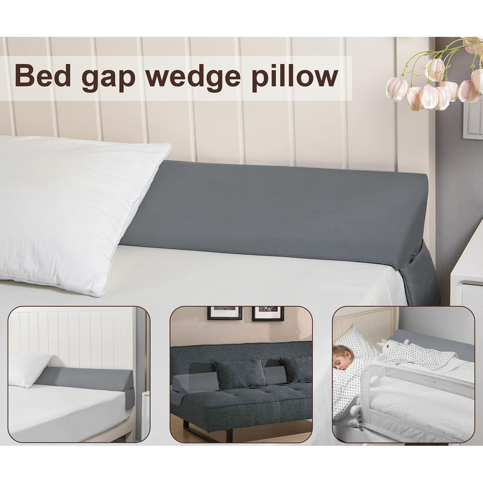 Vekkia Bed Wedge Pillow/Headboard Pillow/Foam Mattress Wedge,Bed Gap Filler to Close Gap (0-3.5") Between Headboard and Mattress