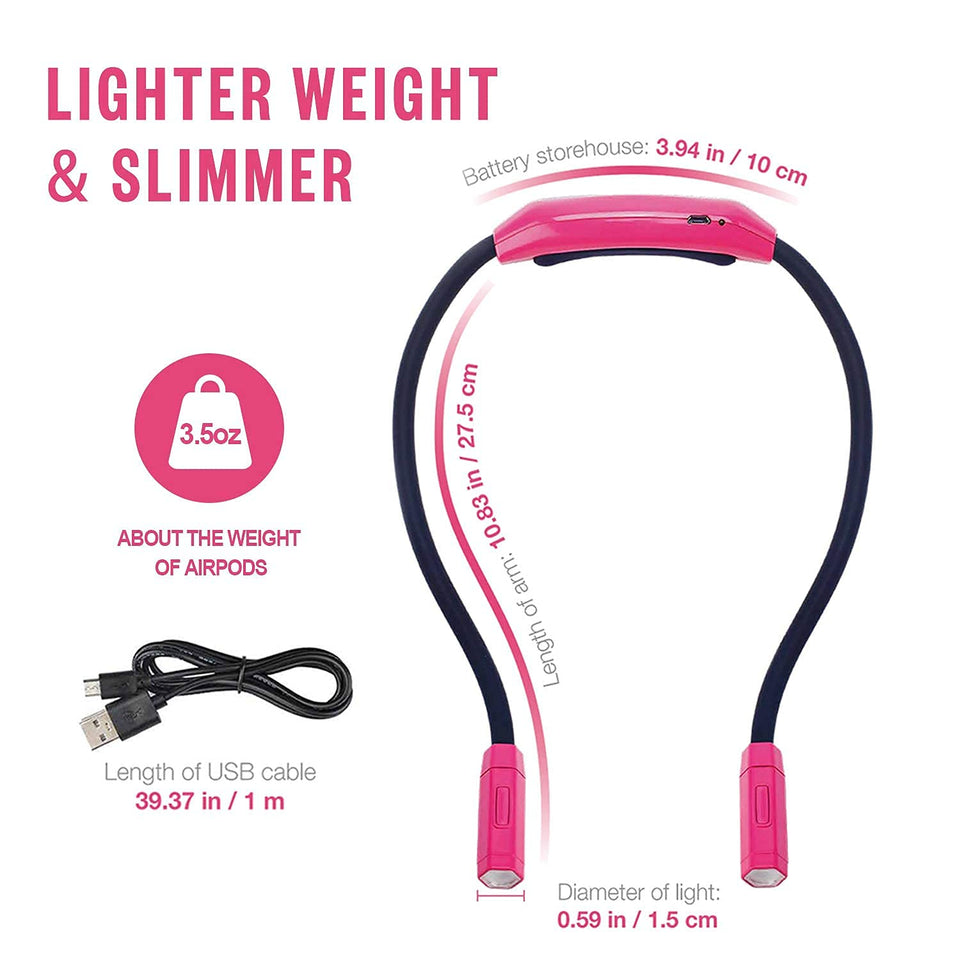 Vekkia Lightweight Neck Reading Light, Book Light for Reading in Bed, Neck Light for Knitting,3 Colors,9 Brightness,Rechargeable,Hand Free,Portable,Long Lasting,Suitable for Crocheting,Sewing,Craft