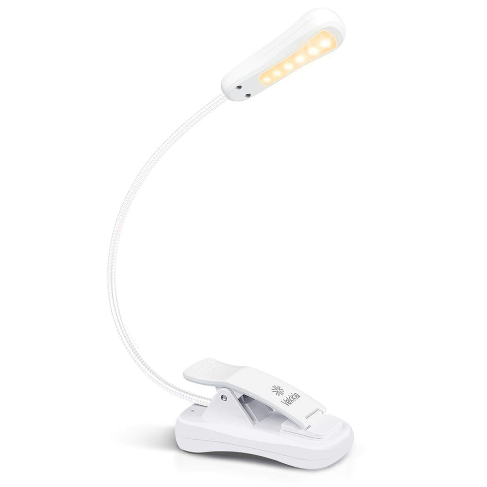 Vekkia 3000K Warm LED Rechargeable Book Light, Book Lights for Reading at Night, 3 Brightness, Up to 80 Hours, Lightweight, Perfect for Readers