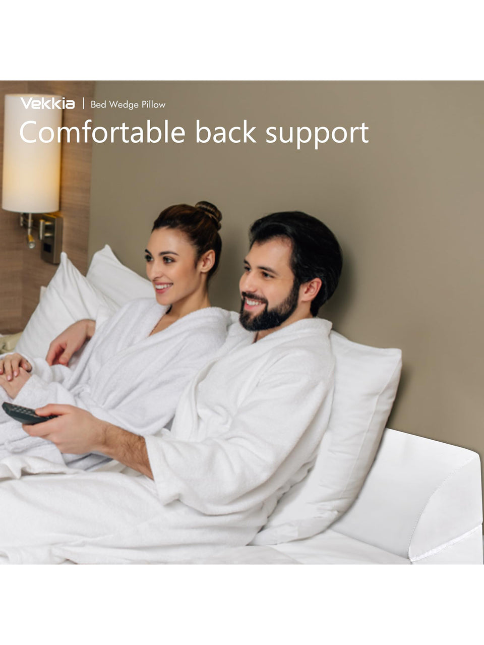 Vekkia Bed Wedge Pillow for Headboard/Wedge Pillow Headboard/Bed Gap Filler/Headboard Pillow,Pillow Wedge for Headboard Gap,Stop Loosing Your Pillows,Phone&Glasses