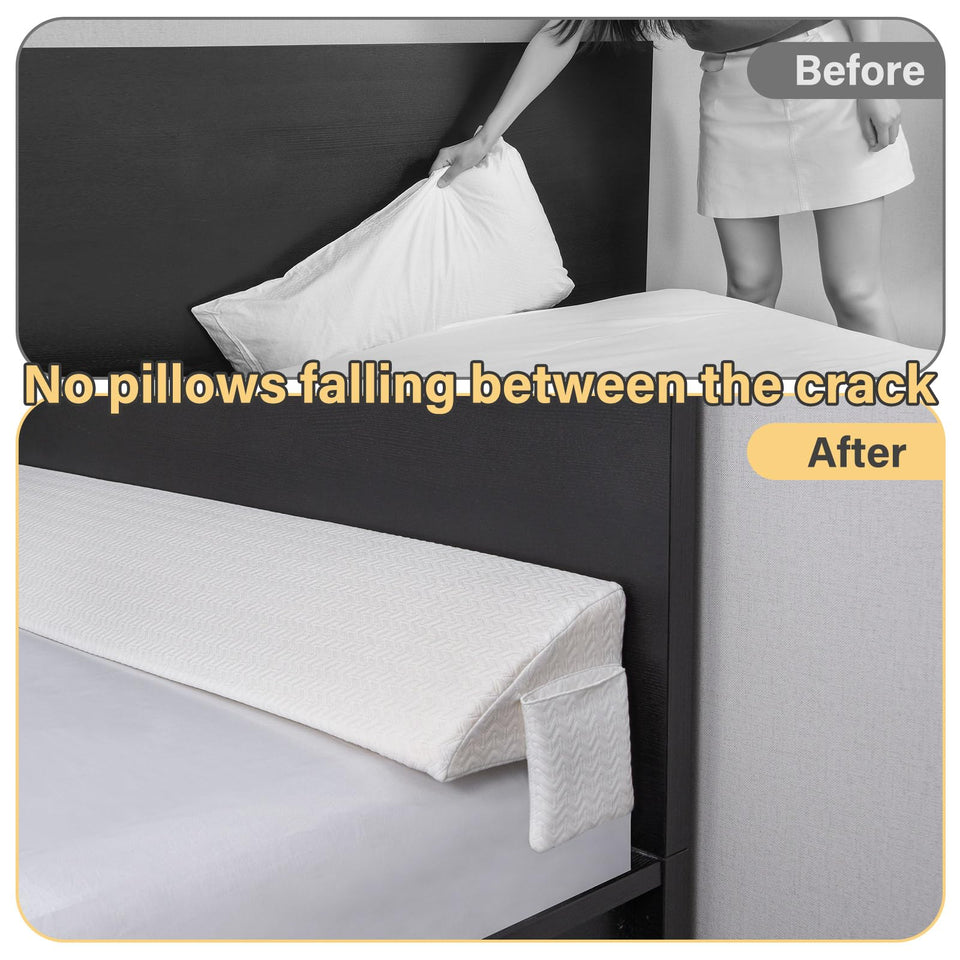 Vekkia Bed Wedge Pillow for Headboard Gap/Mattress Gap Filler/Headboard Pillow/Bed Wedge Gap Filler,Stop Loosing Your Pillows