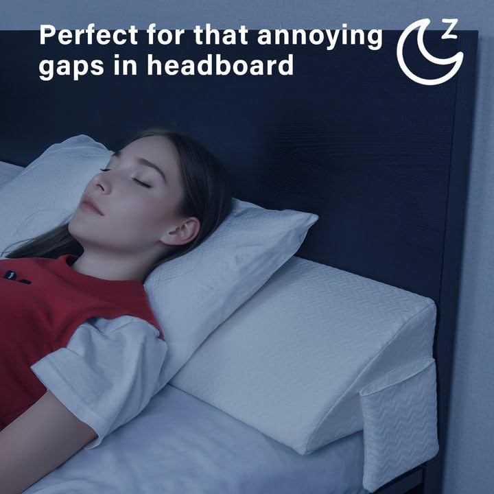 Vekkia Bed Wedge Pillow for Headboard Gap/Mattress Gap Filler/Headboard Pillow/Bed Wedge Gap Filler,Stop Loosing Your Pillows