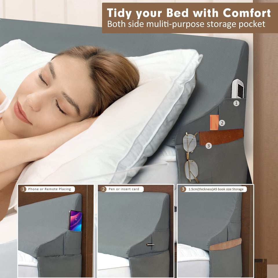 Vekkia Bed Wedge Pillow for Headboard Gap/Extra Wider10 Bed wedge Gap Filler,Mattress Wedge Fill Wider Gap (0-8") Between Headboard and Mattress