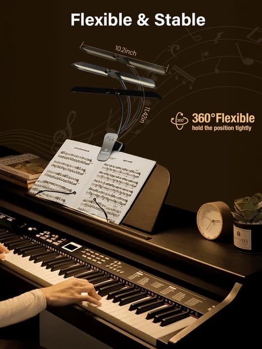 Vekkia 64 Led Rechargeable Music Stand Light, Folding Clip On Piano Lamp, Portable Professional 5 Brightness×3 Color Temperature, Perfect for Grand Piano, Book Reading
