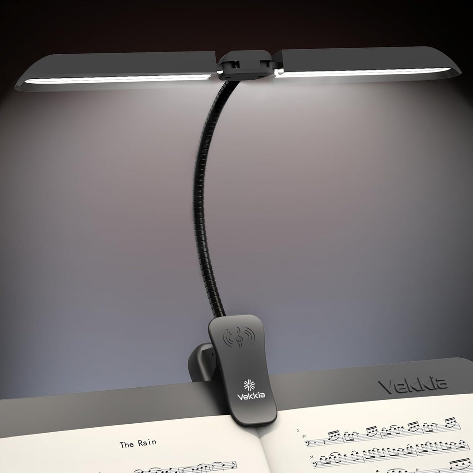 Vekkia 64 Led Rechargeable Music Stand Light, Folding Clip On Piano Lamp, Portable Professional 5 Brightness×3 Color Temperature, Perfect for Grand Piano, Book Reading
