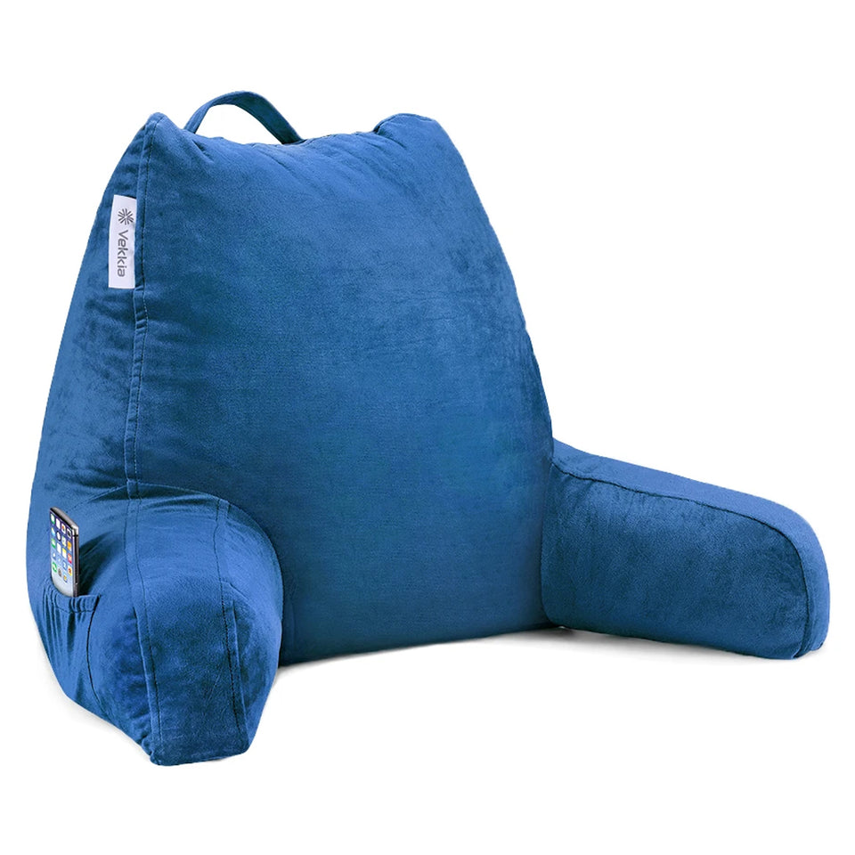 Klear Vu Velour Bed Rest Back Support Pillow with Pocket and