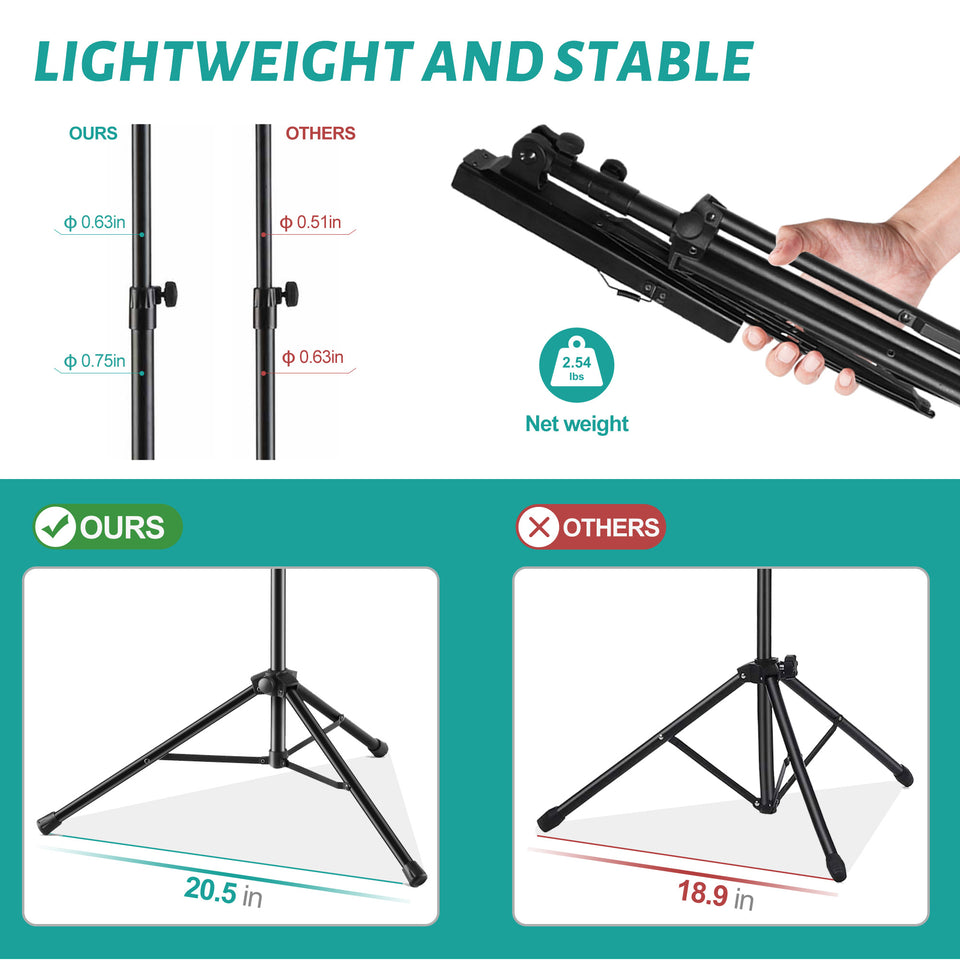 Vekkia Sheet Music Stand - Portable Folding Music Stand with Carrying Bag, Super Sturdy for Travel, Dual Use Metal Desktop Book Stand