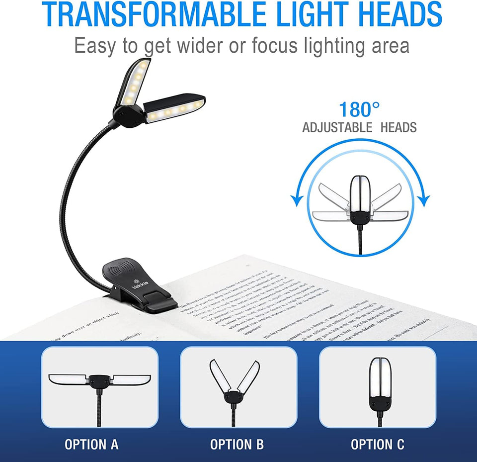 Adjustable Heads 14 LED Rechargeable Book Light